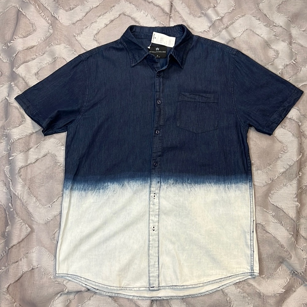 Men's Shouthouse Faded Denim Short Sleeve Button Up Shirt